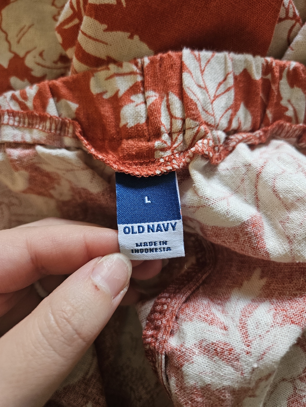 Old Navy  Linen Orange ( red color listed on tag ) Floral Midi Skirt Size Large - Picture 10 of 16